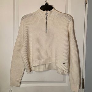 quarter zip knitted cropped sweater